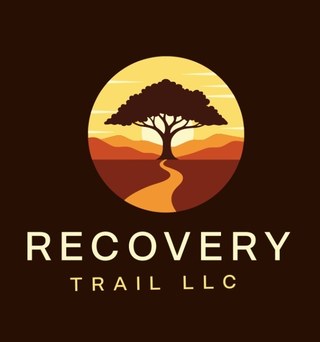 Recovery Trail LLC logo: a tree silhouetted against a golden sunset above a winding trail